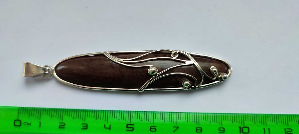 Кулон серебряный с камнем ЯШМА