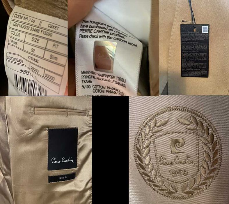 Sacou Pierre Cardin Slim Fit (marime 52), bumbac, bej  [  NOU!  ]
