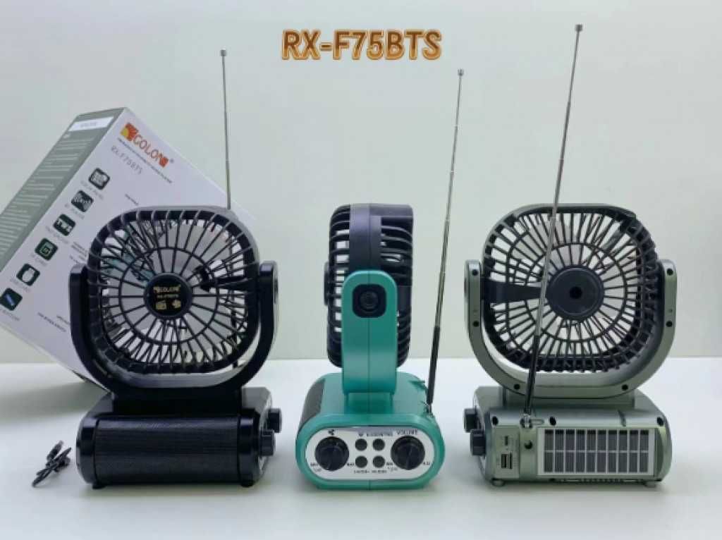 Комплект 2в1 Соларно радио + Вентилатор GOLON RX-F75BTS ,Bluetooth,USB