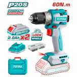 Акум.безчетков винтовертTOTAL20V,2x2.0 Ah Li-Ion,60Nm-TLIND TDLI20602E