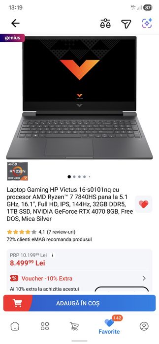 Laptop HP RTX4070/8GB 32GB RAM AMD Ryzen™ 7 7840HS