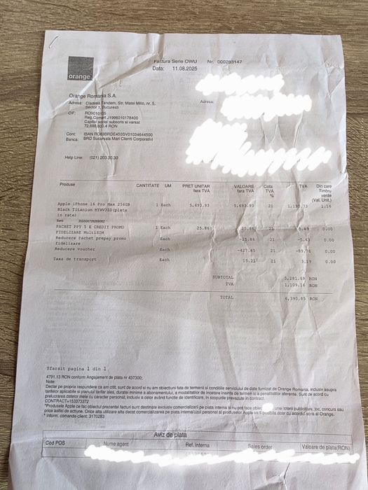 Iphone 16 Pro Max 256GB Black Titanium impecabil