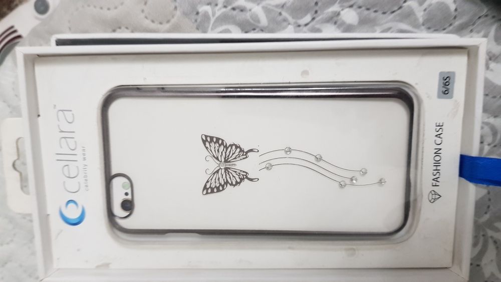 Husa Cellara capac iphone 6/6s grey fluture si pietre