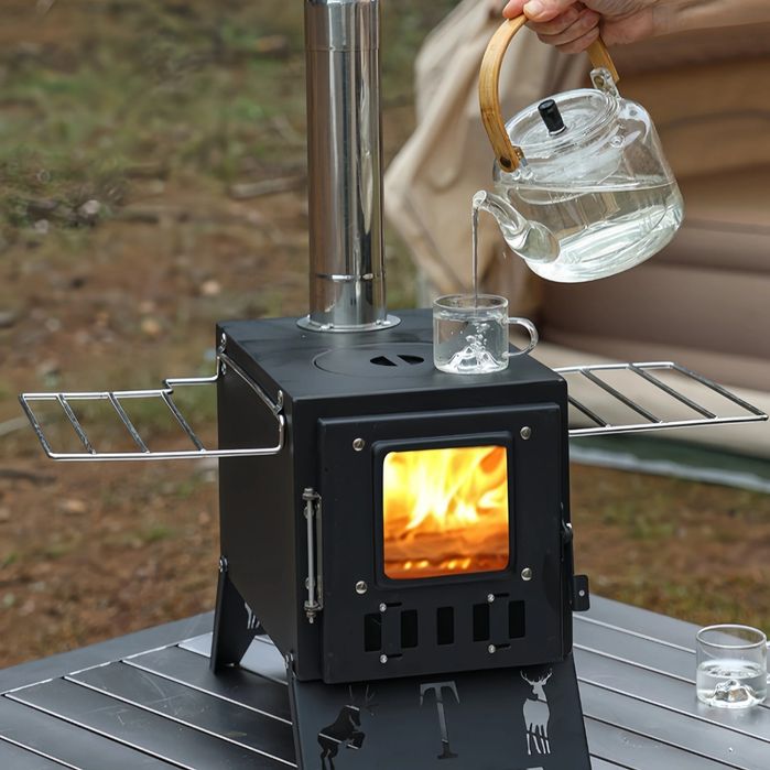 Туристическая походная печь с трубой и складными ножками ZM-3020
