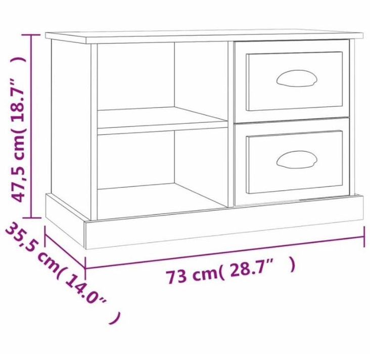 Comoda tv, alb, 73x35,5x47,5 cm, lemn prelucrat