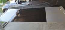 Masa bucatarie sticla securizata cu profile metalice