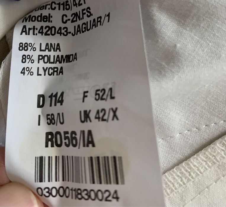 Costum barbatesc nou alb crem, din lână-Adam’s by Secuiana
