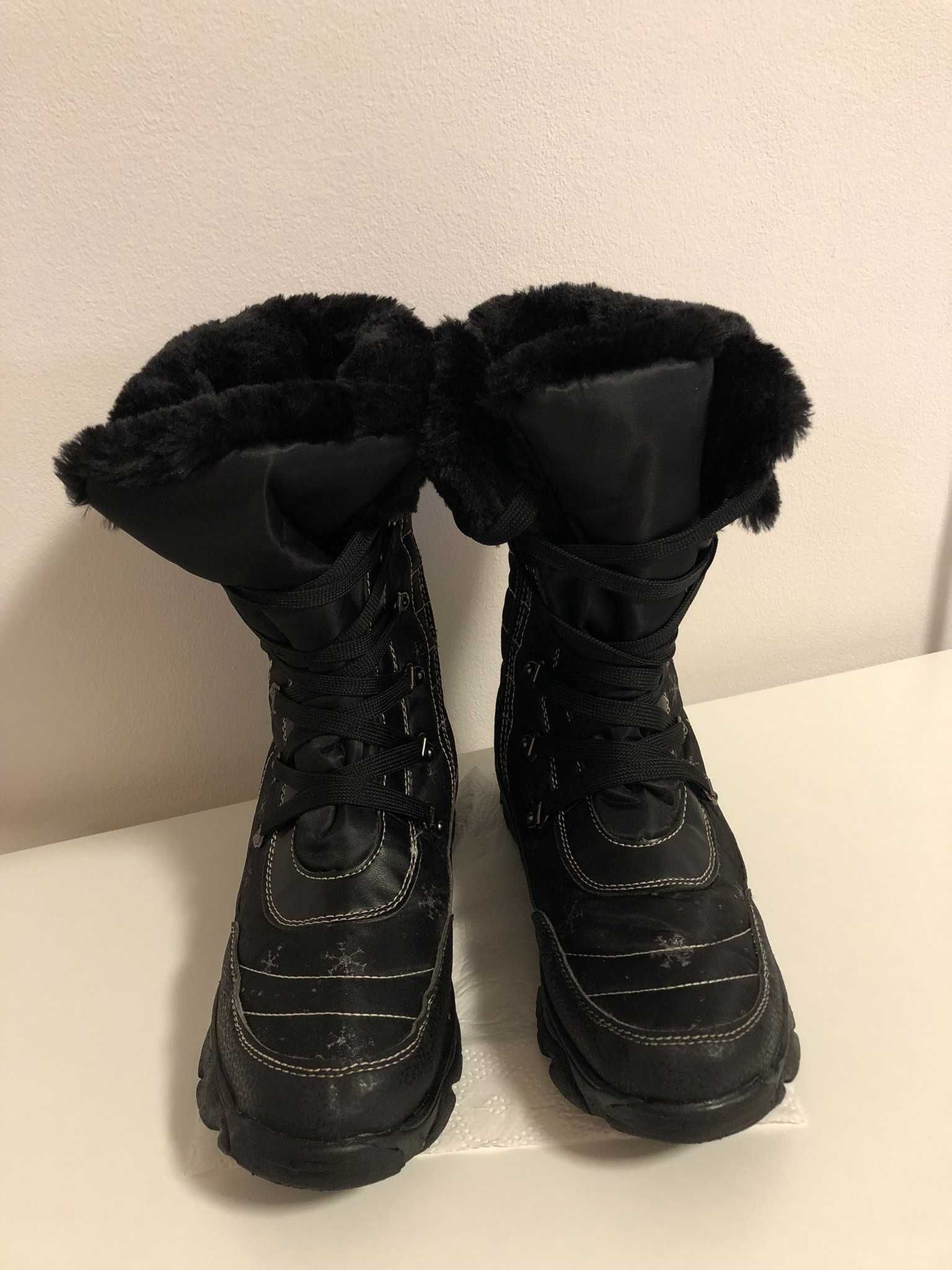 Обувки, зимни ботуши с отопление, размер 37, нови, черни, Slam-tex