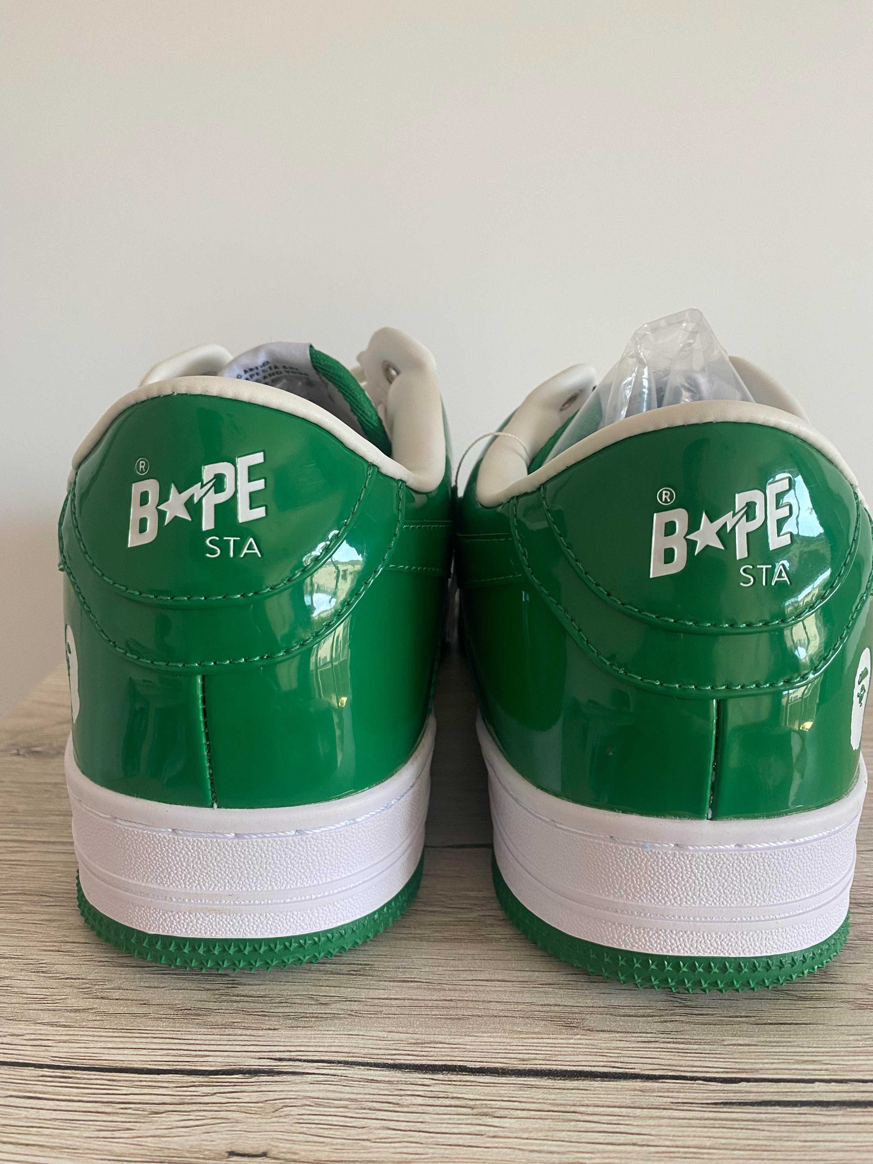 A Bathing Ape Bape Sta Patent Leather Green White