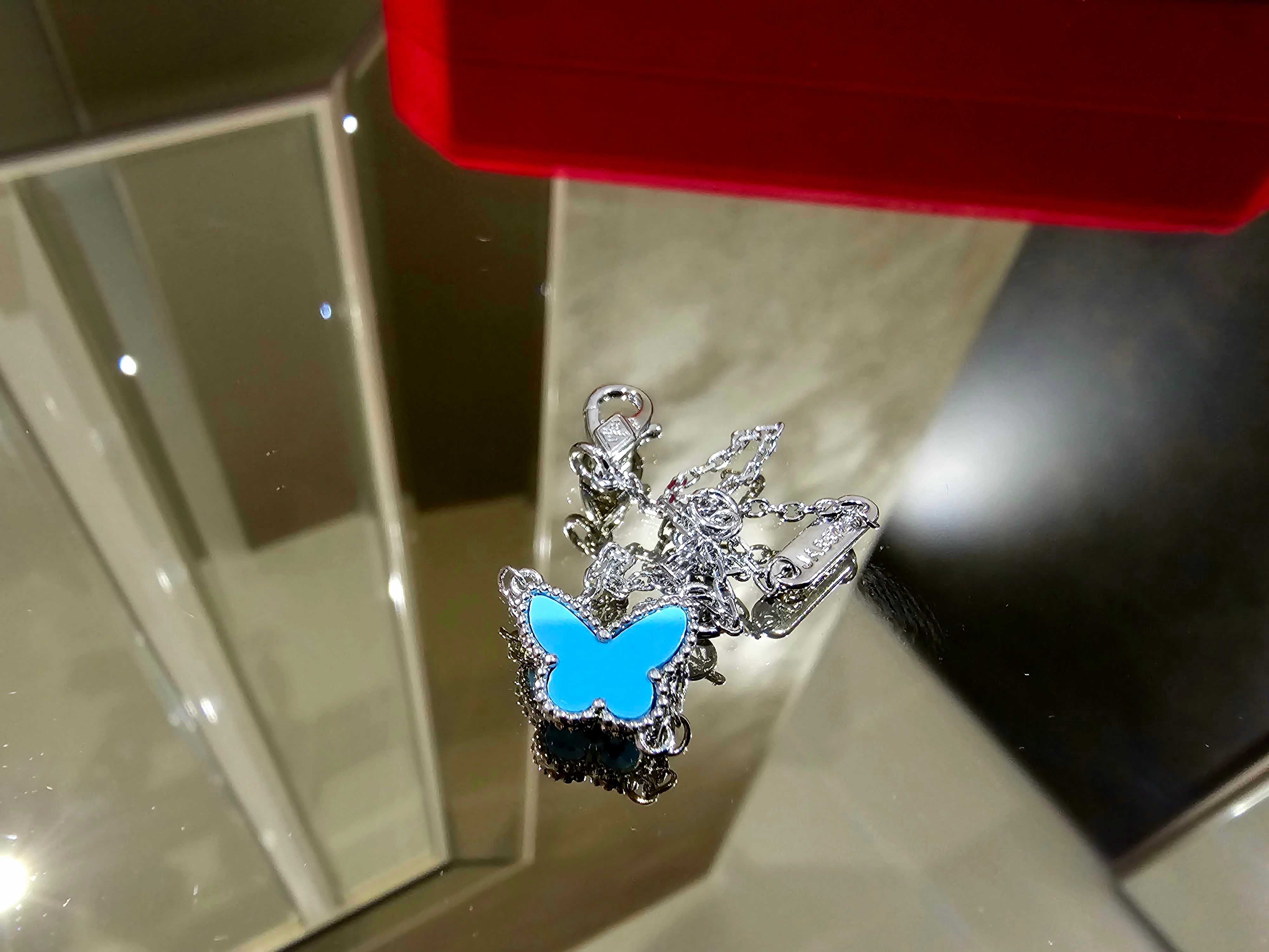 Van Cleef & Arpels VCA Silver Turquoise Sweet Butterfly Дамска Гривна