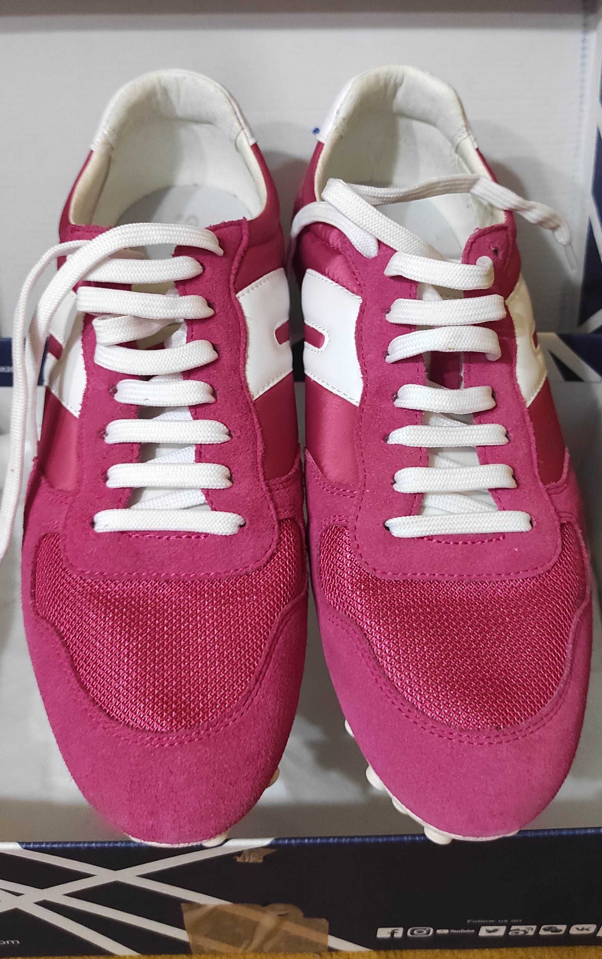 Pantofi dama Geox, roz, marime 41, din piele și material textil, noi