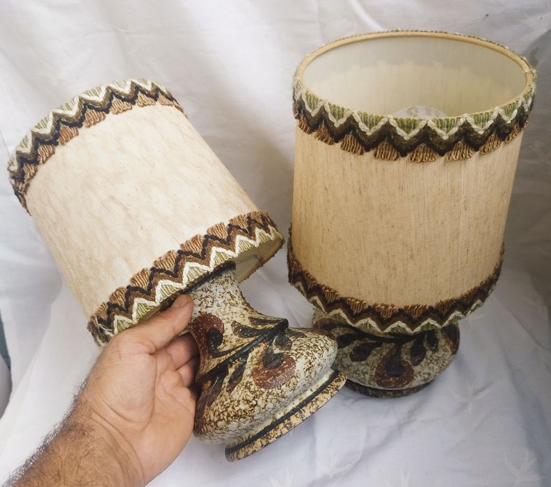 Două veioze vechi, deosebite din ceramică, pt colectionari, Germania.