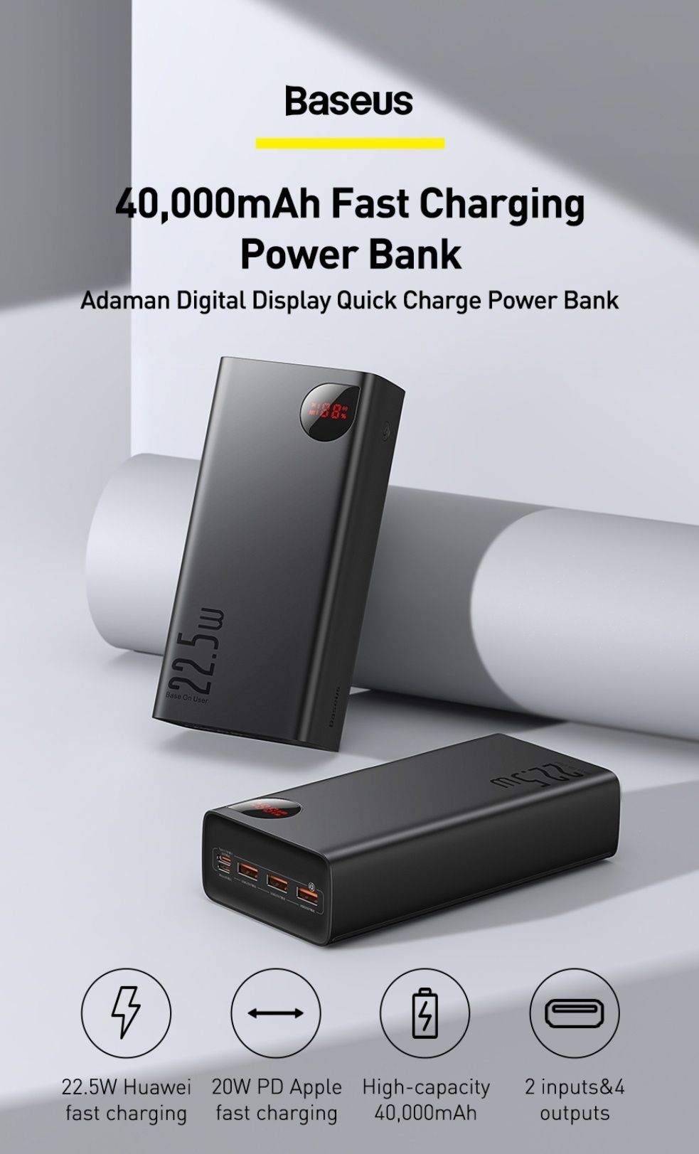Baseus Adaman Series 40000mAh Power Bank PD 22.5W QC4.0