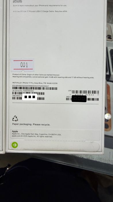 iPhone 17 Pro 1TB LLA america esim