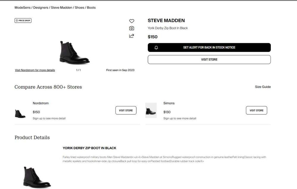 Мужские черные кожаные ботинки STEVE MADDEN