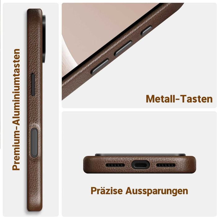 Кожен калъф kingflag за iPhone 17 Pro 6.3'' от естествена кожа, кафяв