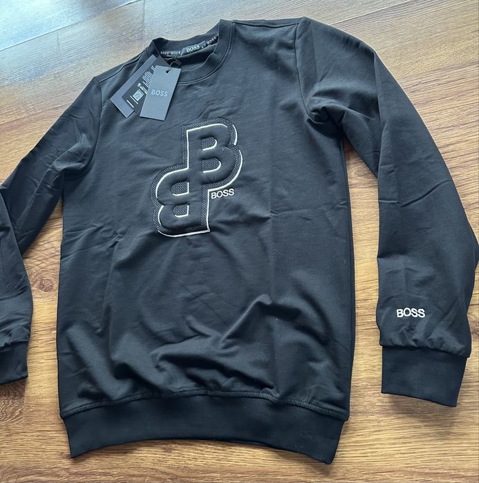 Мъжка,памучна,черна блуза Hugo BOSS с бродирано лого