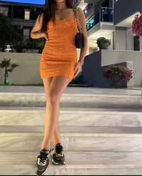 Къса оранжева рокля Zara