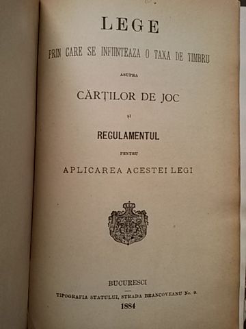 Lege pentru taxa de timbru si inregistrare -Bucuresci 1872-84