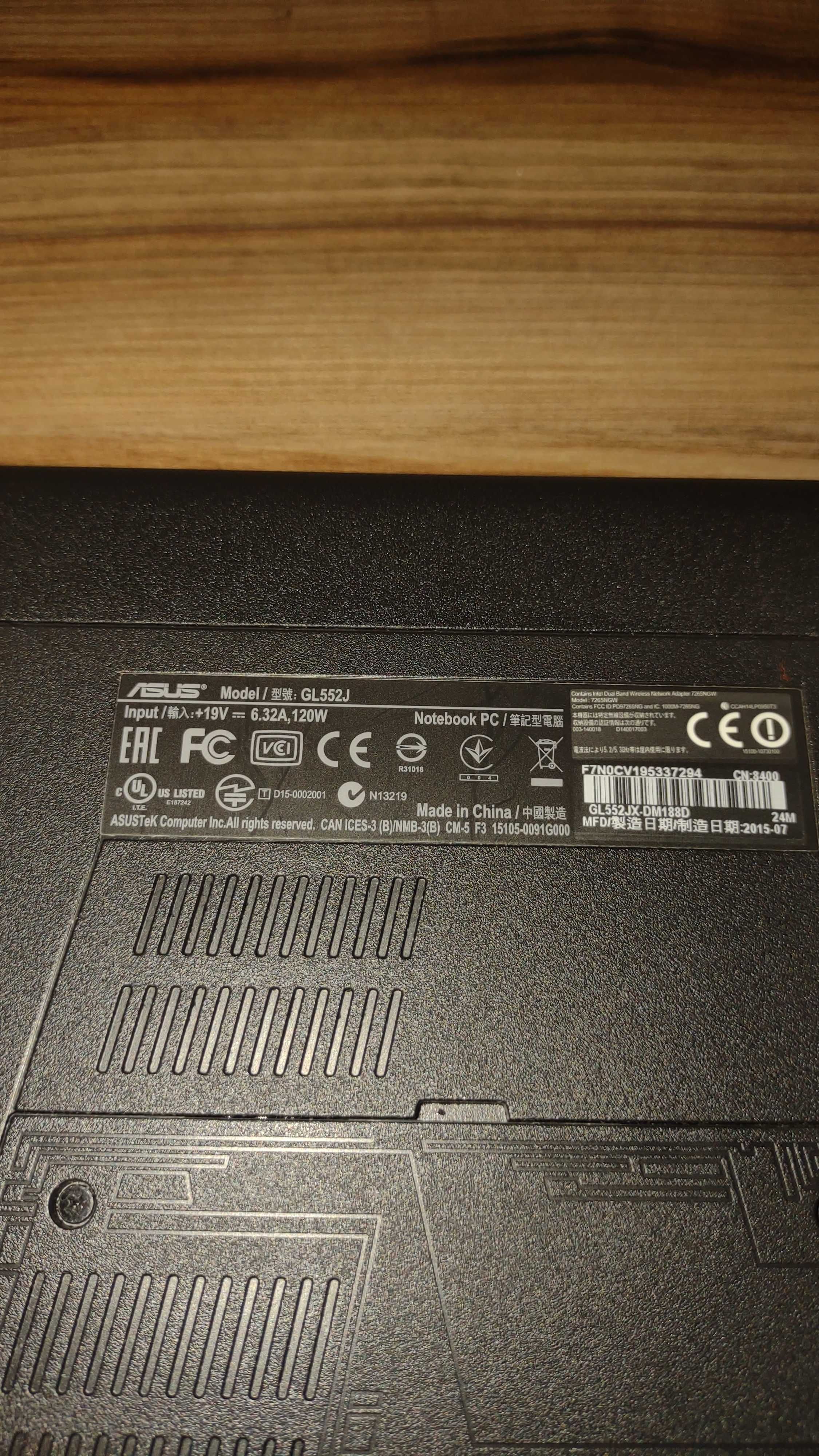 laptop ASUS ROG GL 552 JX , 16 Gb ram,  NVIDIA GTX 950M, 4Gb