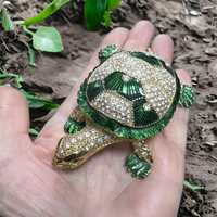 кутия за бижута луксозен сувенир костенурка жаба с камъни украса