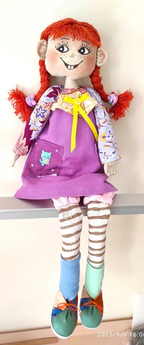 Кукла Пипи Дълъг чорап. Ръчна изработка.