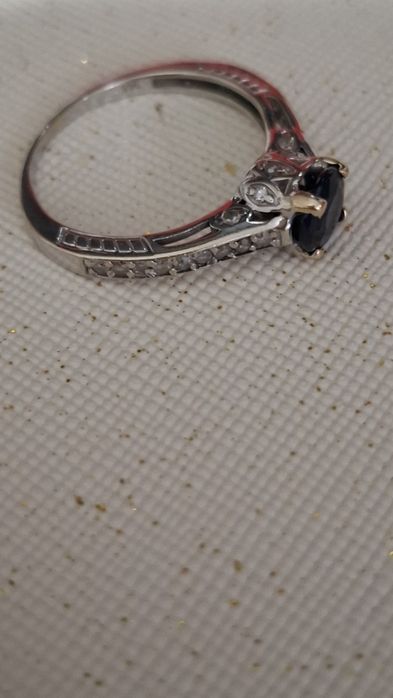 Inel aur 14k cu safir si diamante