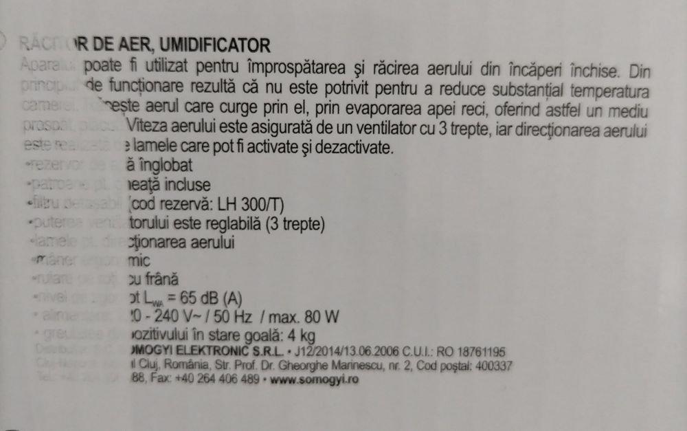 Air cooler-umidificator