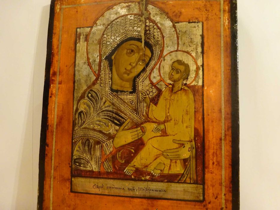 Icoana lipoveneasca ‘Maica Domnului cu Pruncul’ |lemn pictat| Veche