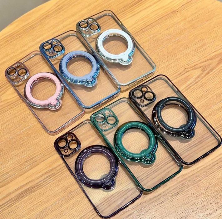 Husa silicon Luxury Magsafe cu inel metalic pentru iPhone 15