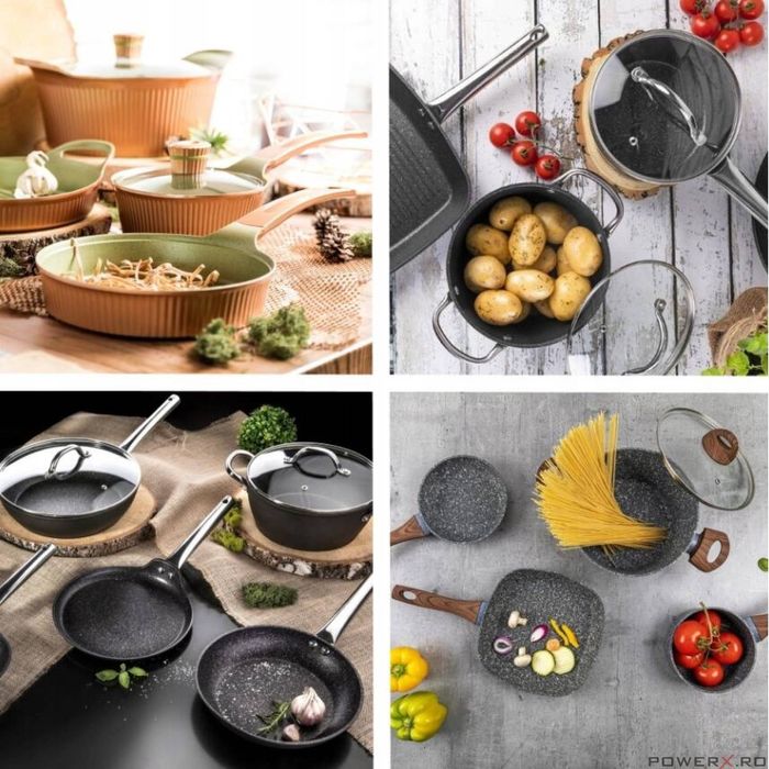 Oala din aluminiu forjat, cu capac, 26cm, 5.1L, invelis antiaderent si