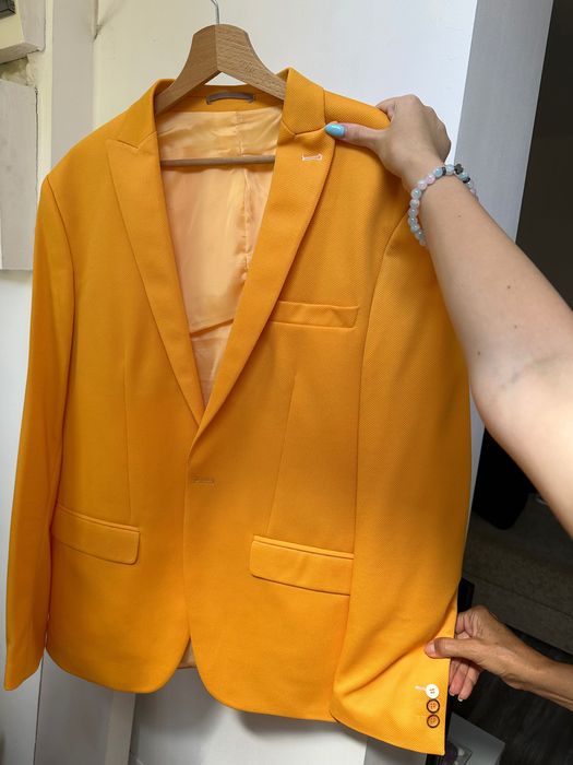 Sacou galben bărbați + cămașă mango mărime M