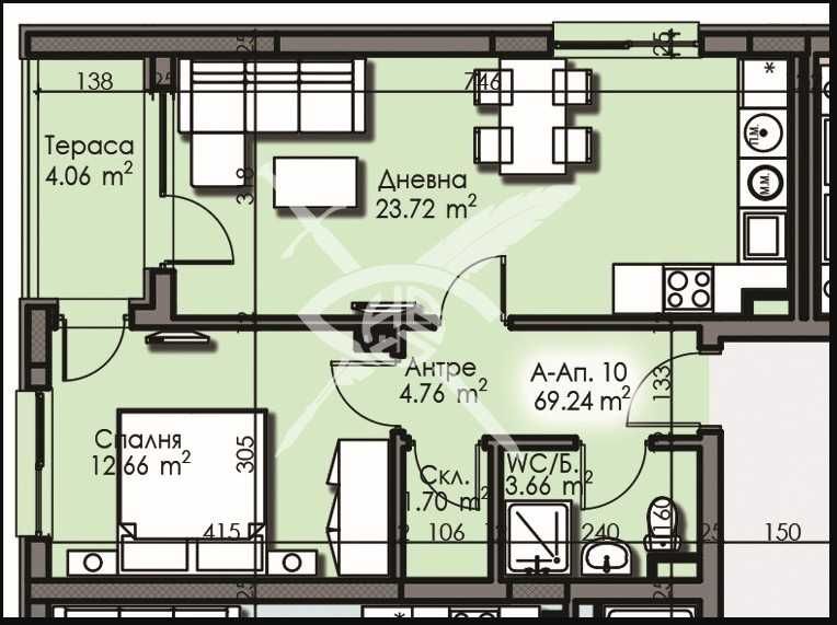 Продава се Двустаен апартамент в Бургас, Изгрев - 69 кв.м за 1154 €/кв.м - Снимка #1