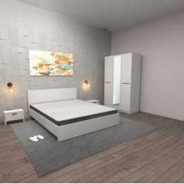 Dormitor Raio  Alb/Venghe/Stejar - Pat 2 Noptier+Dulap GHX251