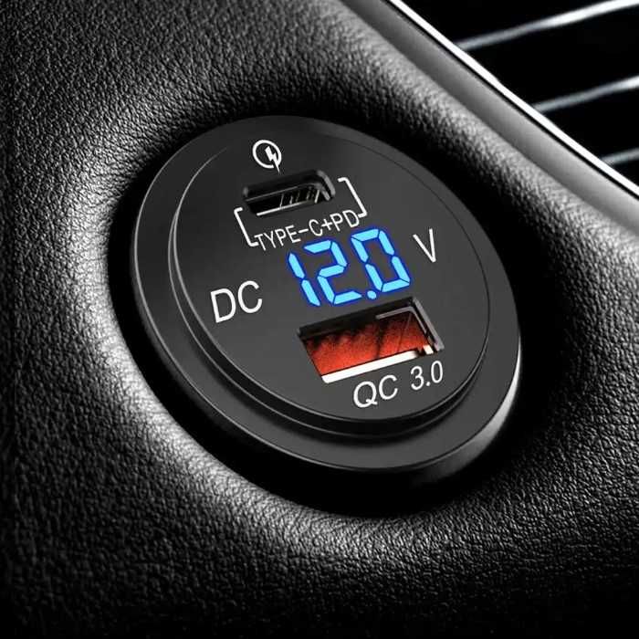 USB адаптер с волтметър Automat, За вграждане, Tipe-C