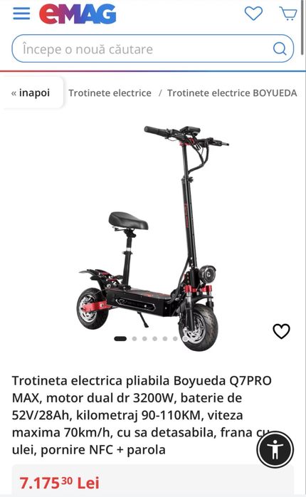 Trotineta electrica Noua Sigilata , viteza 95 km /h