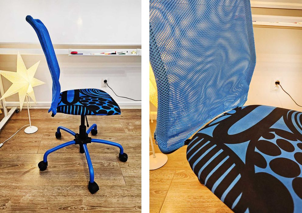 Scaun birou - imprimeu albastru cu alb