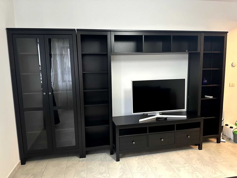 Mobilă Living completă Wenge (Vitrină, Comodă TV, Bibliotecă)