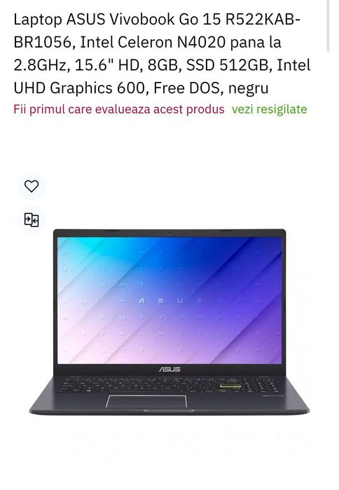 Vând laptop ASUS Vivobook Go 15