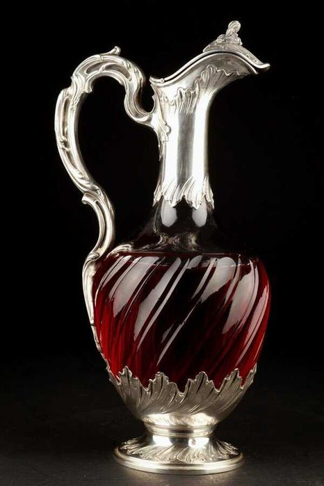 Carafa din sticla cu argint