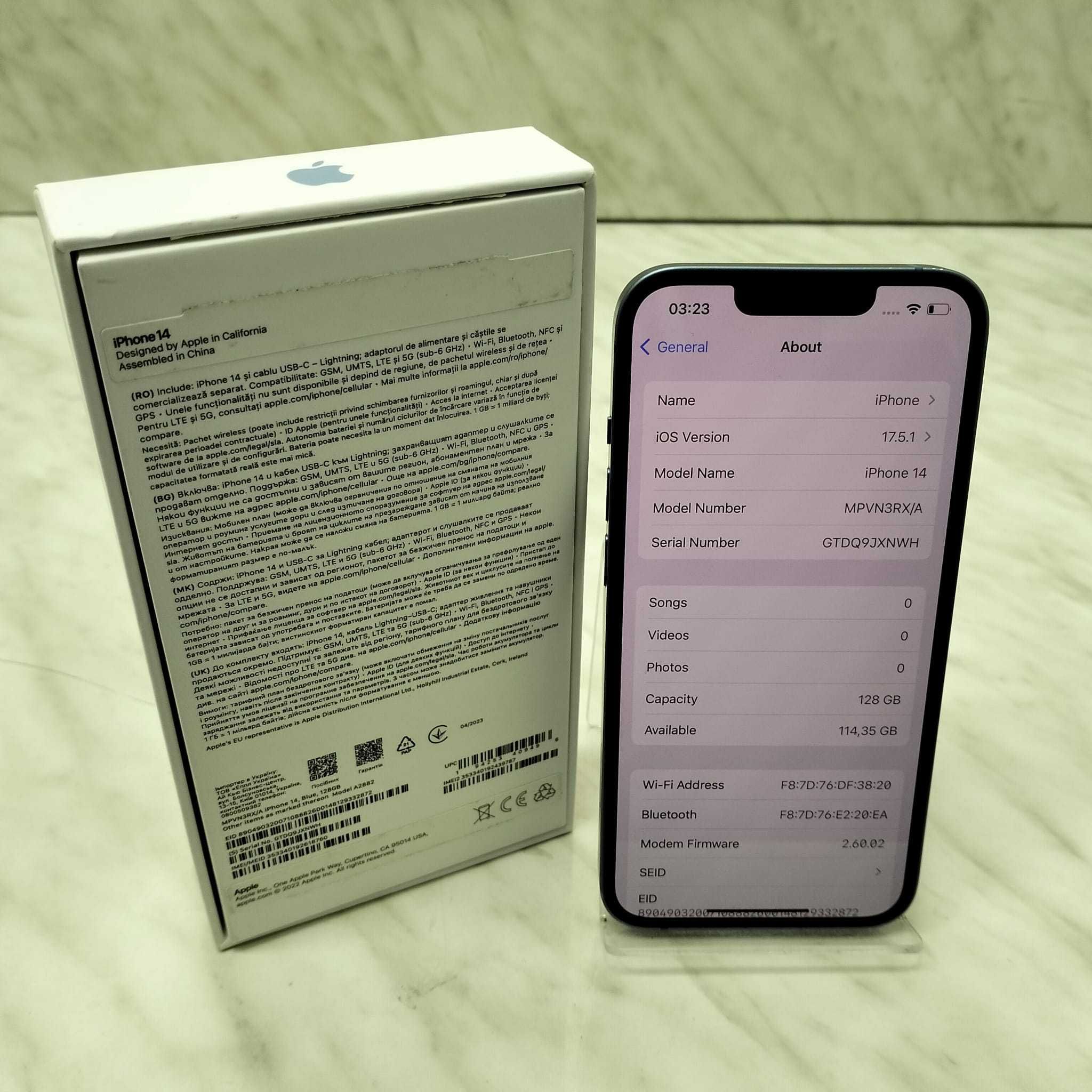Telefon Apple iPhone 14 Blue 128GB la Cutie 88% bat Zeus Amanet 29074