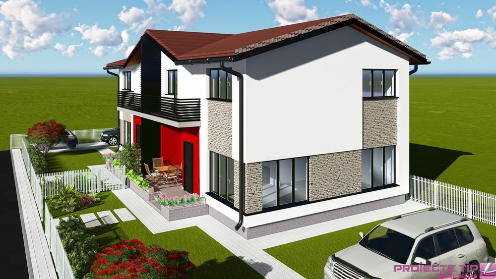 Casă modulară pe structură metalică, cu pereți din panouri sandwich, p