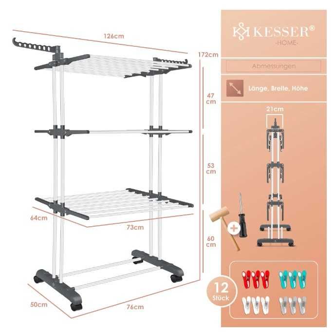 Сушилник за дрехи кула с колелца