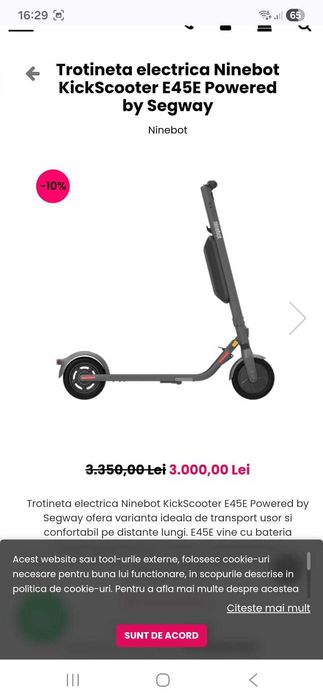 Trotineta electrica Ninebot by Segway KickScooter viteza maxima 25 km