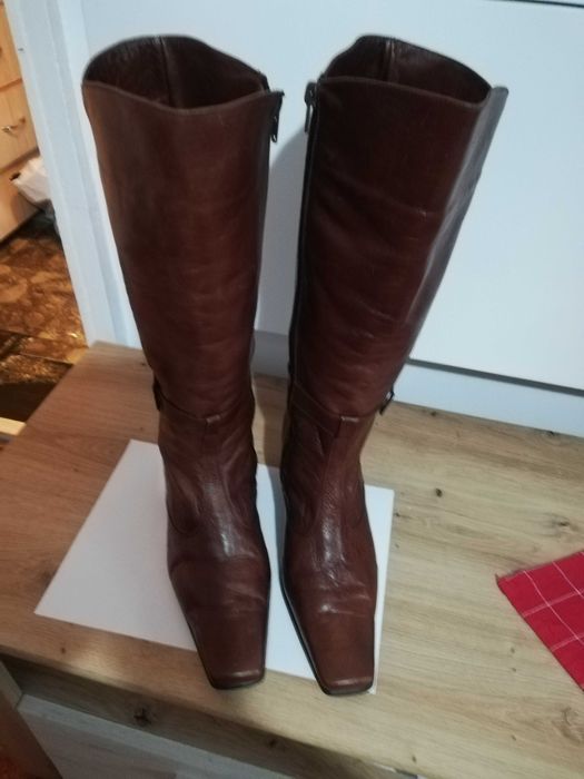 Cizme dama, lungi, piele naturala, maro , marimea 39
