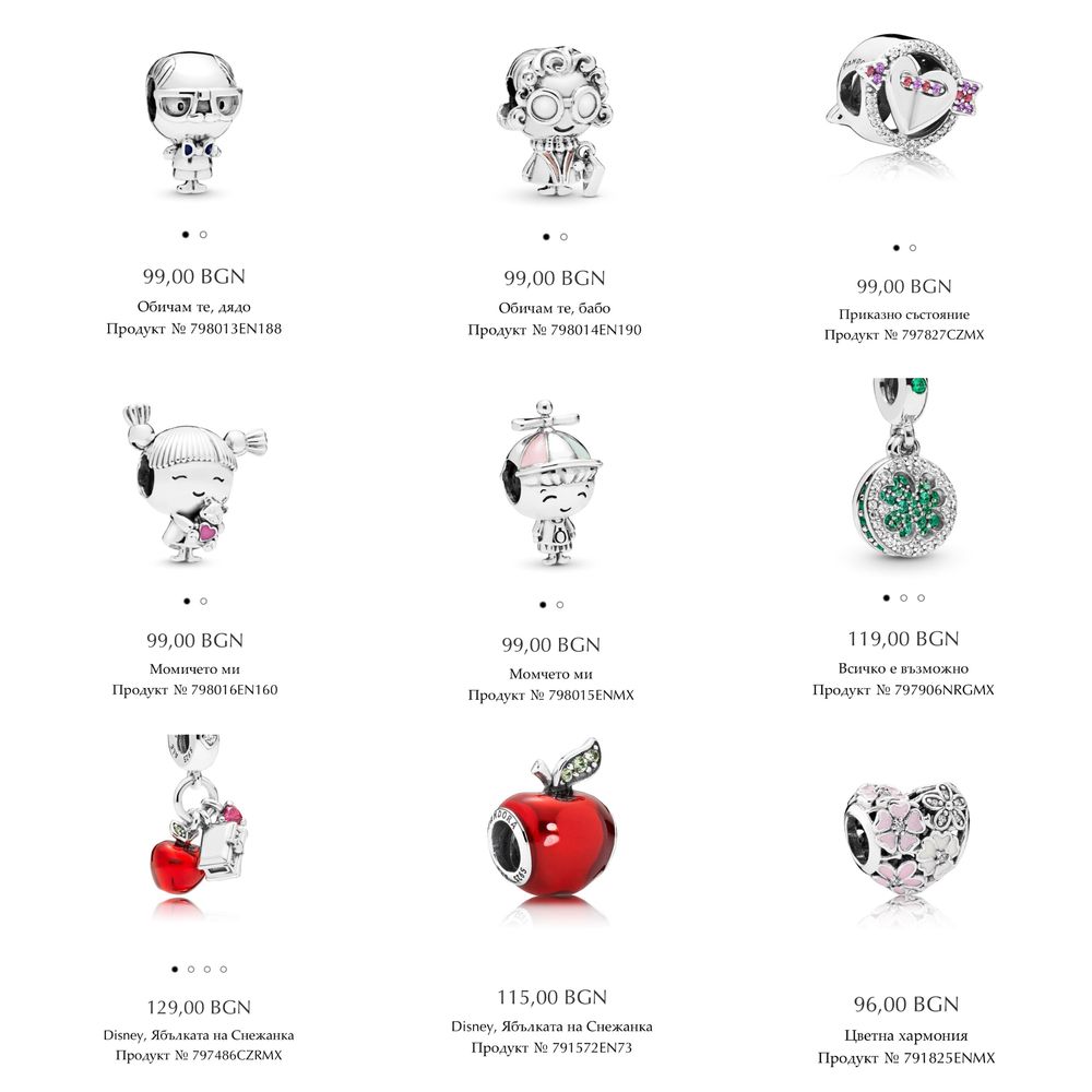 Талисмани Пандора гривни Pandora charms