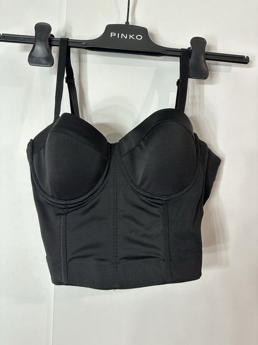 Черен топ тип корсет