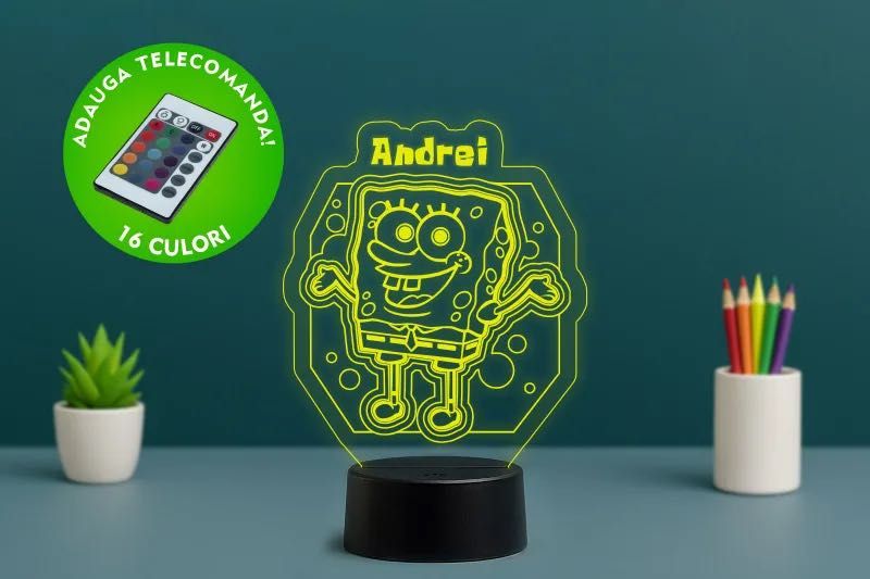 Lampa LED 3D Spongebob – 219 lei – Livrare Gratuită