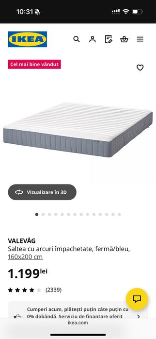 Saltea cu arcuri impachetate 160 200