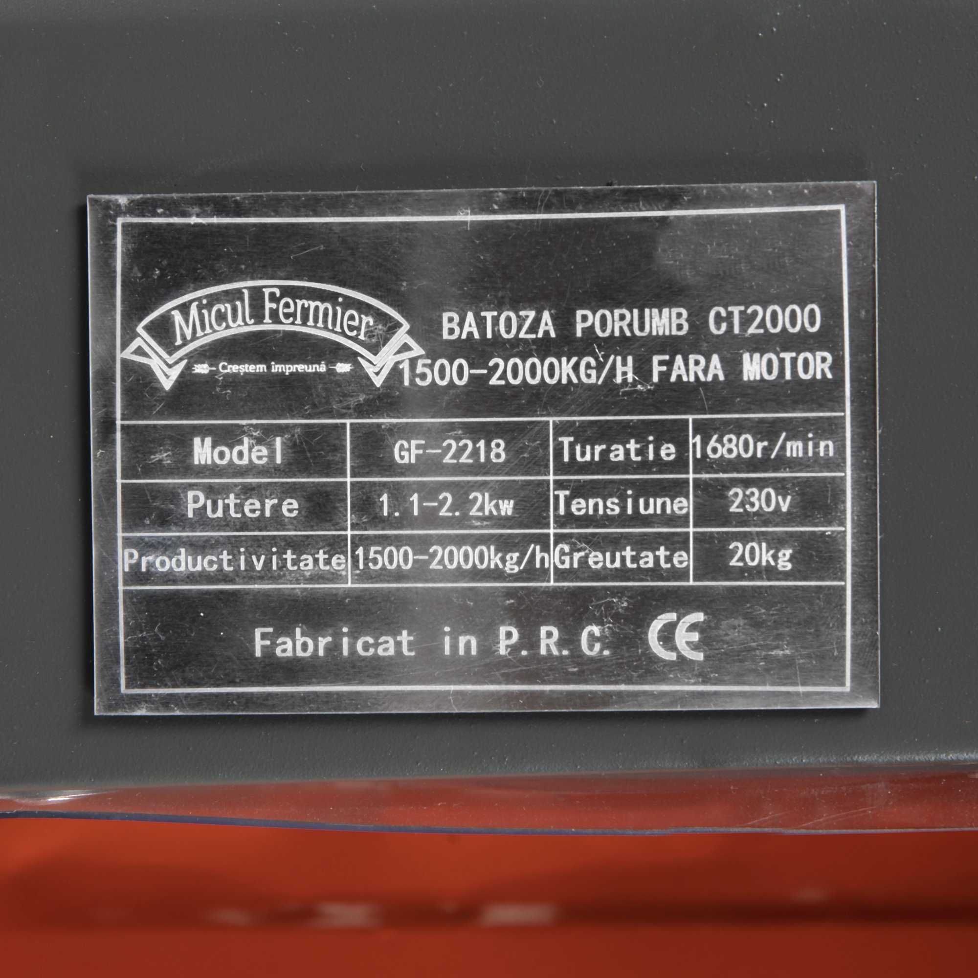 Batoza de porumb Micul Fermier CT2000, 1500-2000 kg/h Fara Motor